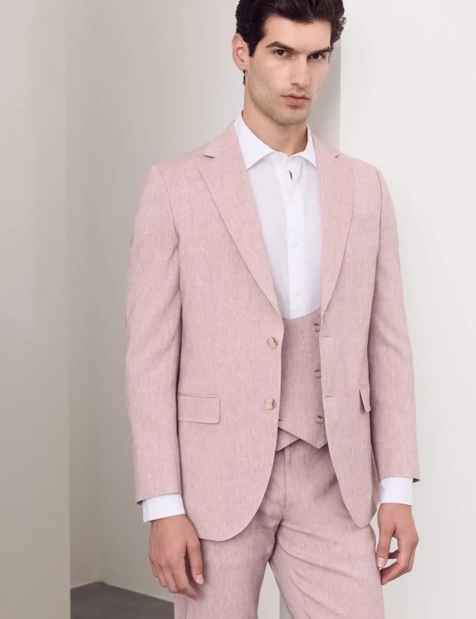 Italian Performance Linen Blend Double Breasted Waistcoat