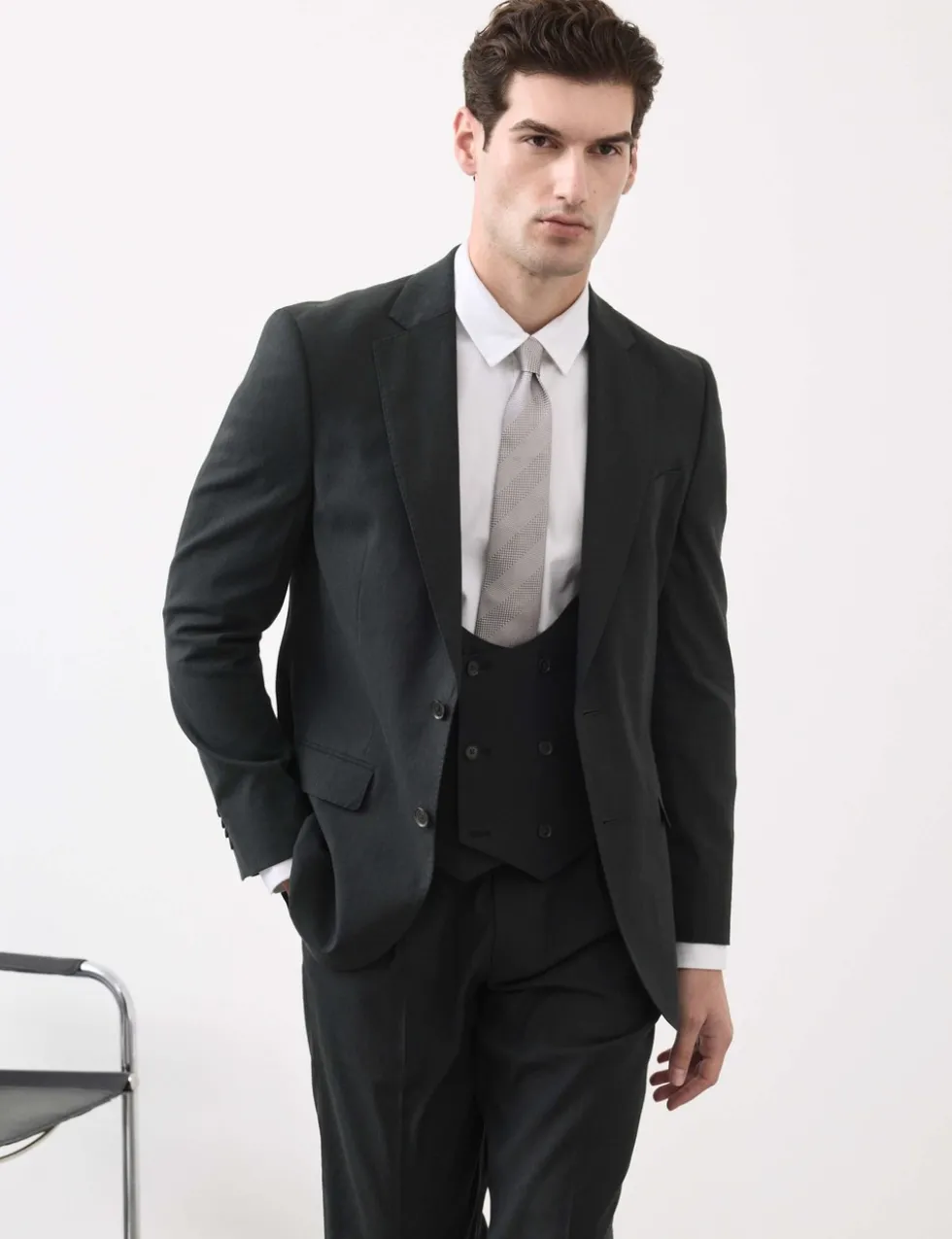 Italian Performance Linen Blend Double Breasted Waistcoat