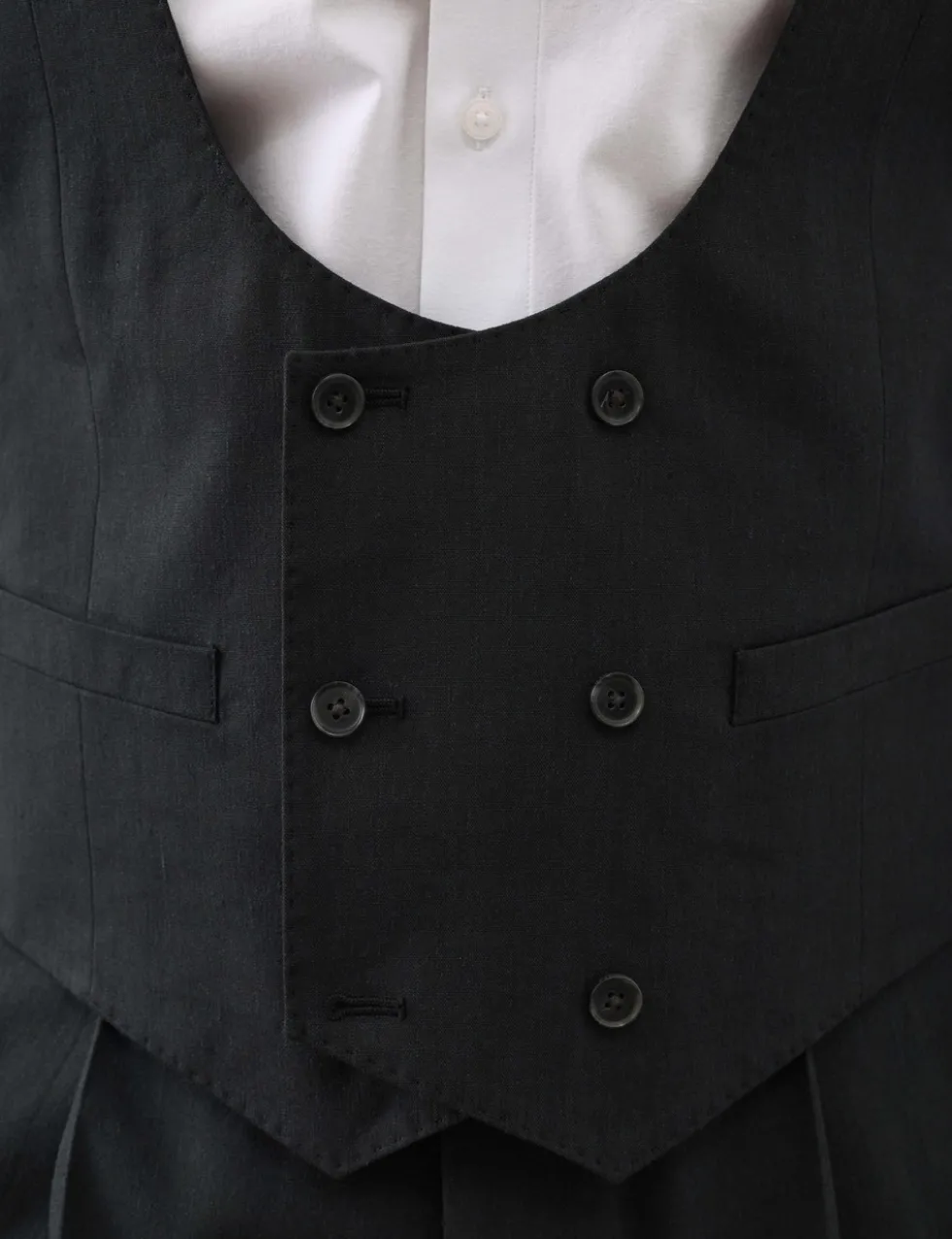 Italian Performance Linen Blend Double Breasted Waistcoat