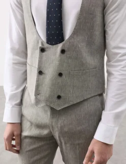 Italian Performance Linen Blend Double Breasted Waistcoat