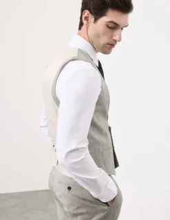 Italian Performance Linen Blend Double Breasted Waistcoat