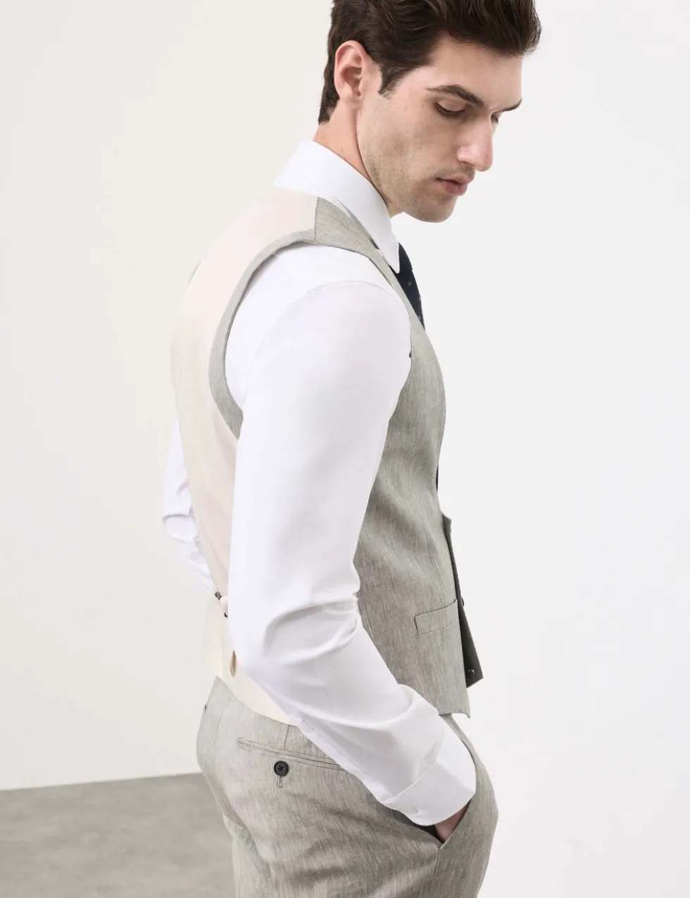 Italian Performance Linen Blend Double Breasted Waistcoat