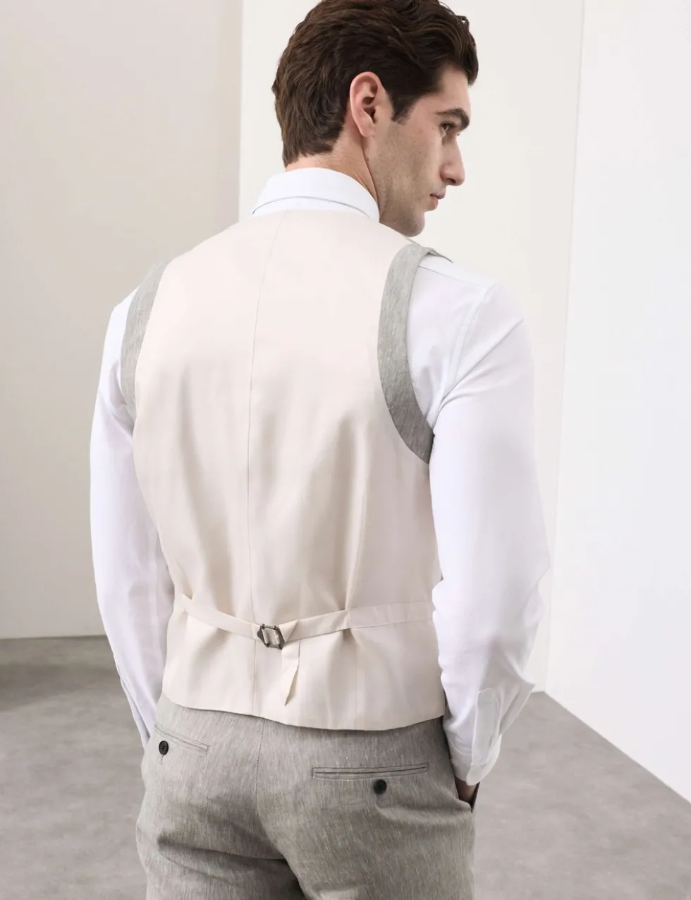 Italian Performance Linen Blend Double Breasted Waistcoat