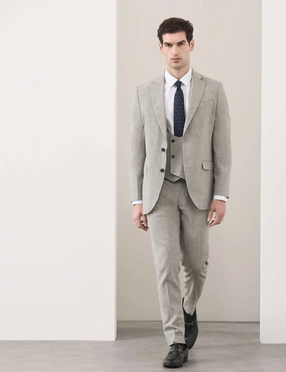 Italian Performance Linen Blend Double Breasted Waistcoat