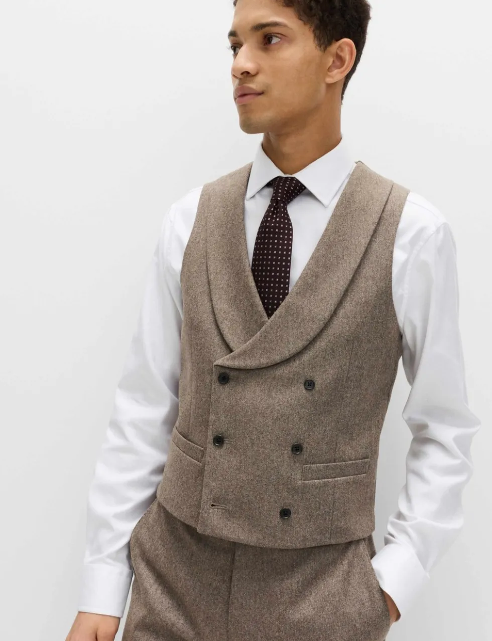 Italian Wool Blend Double Breasted Waistcoat