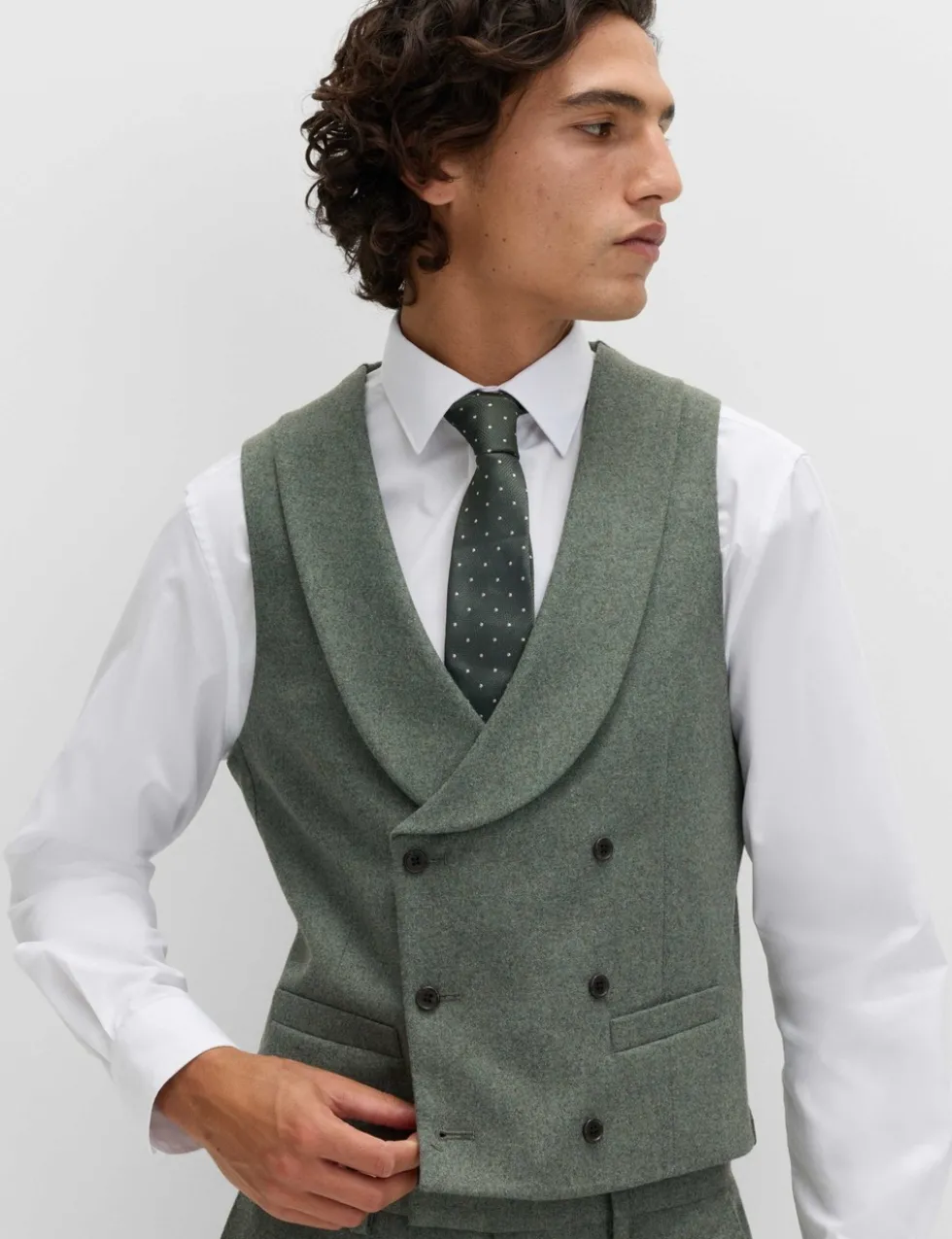 Italian Wool Blend Double Breasted Waistcoat