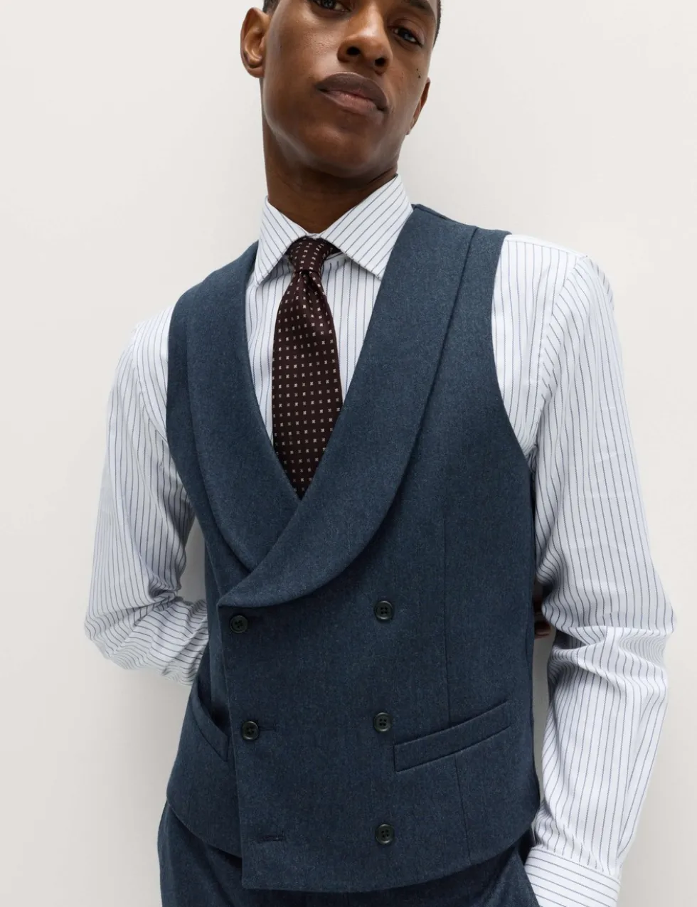 Italian Wool Blend Double Breasted Waistcoat