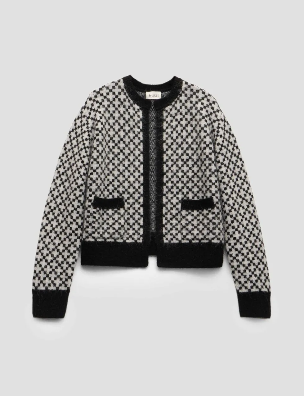 Jacquard Edge to Edge Cardigan with Wool