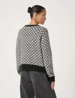 Jacquard Edge to Edge Cardigan with Wool