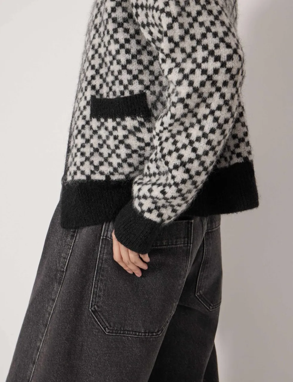 Jacquard Edge to Edge Cardigan with Wool