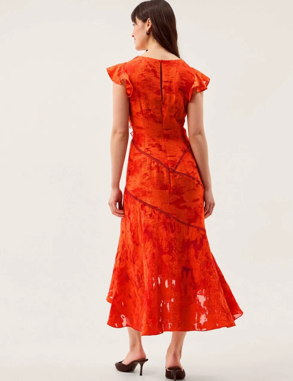 Jacquard Floral Midi Tea Dress