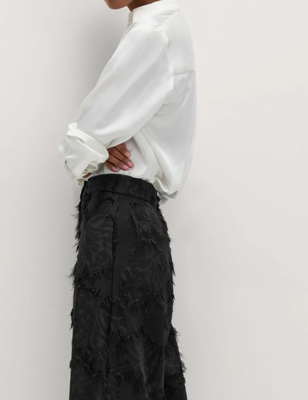 Jacquard Fringe Wide Leg Trousers