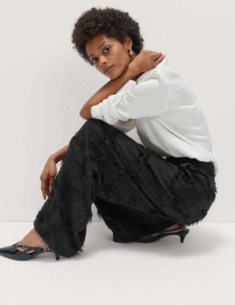 Jacquard Fringe Wide Leg Trousers