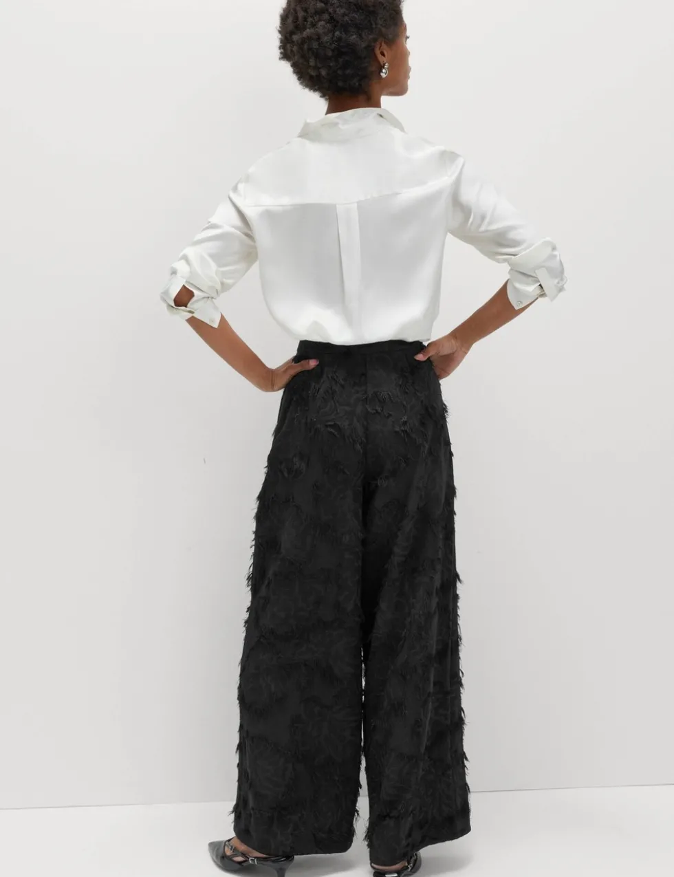 Jacquard Fringe Wide Leg Trousers