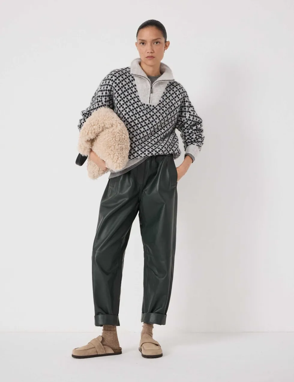 Jacquard Half Zip Jumper with Wool
