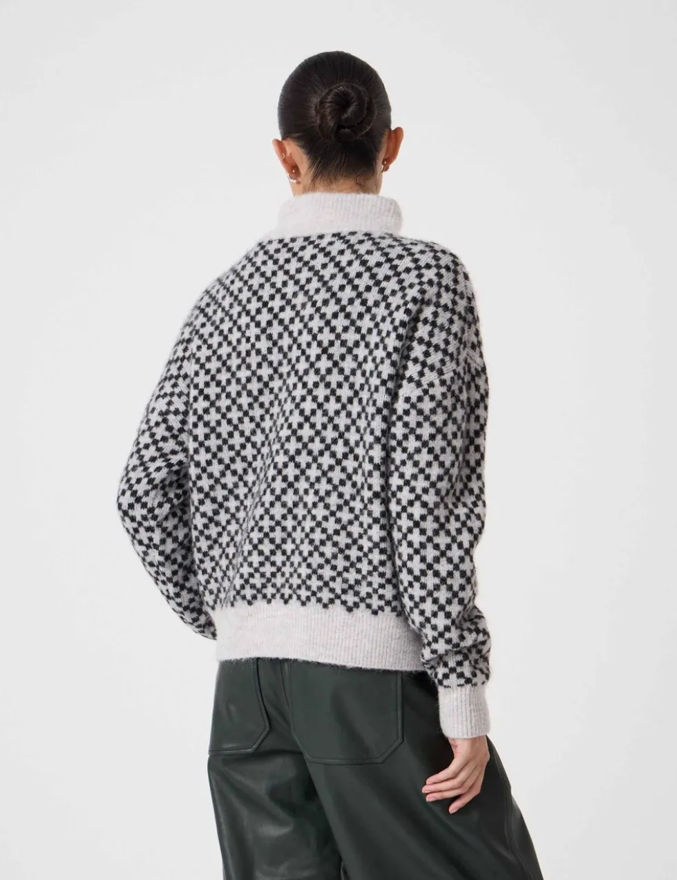 Jacquard Half Zip Jumper with Wool