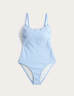 Jacquard Textured Scoop Neck Swimsuit