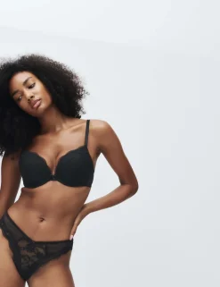 Jasmine Lace Wired Push Up Plunge Bra (A-E)