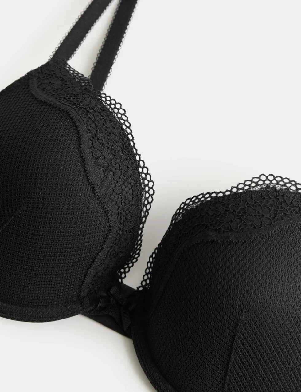 Jasmine Lace Wired Push Up Plunge Bra (A-E)