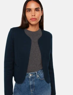 Jersey Collarless Cropped Jacket