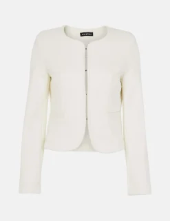 Jersey Collarless Cropped Jacket