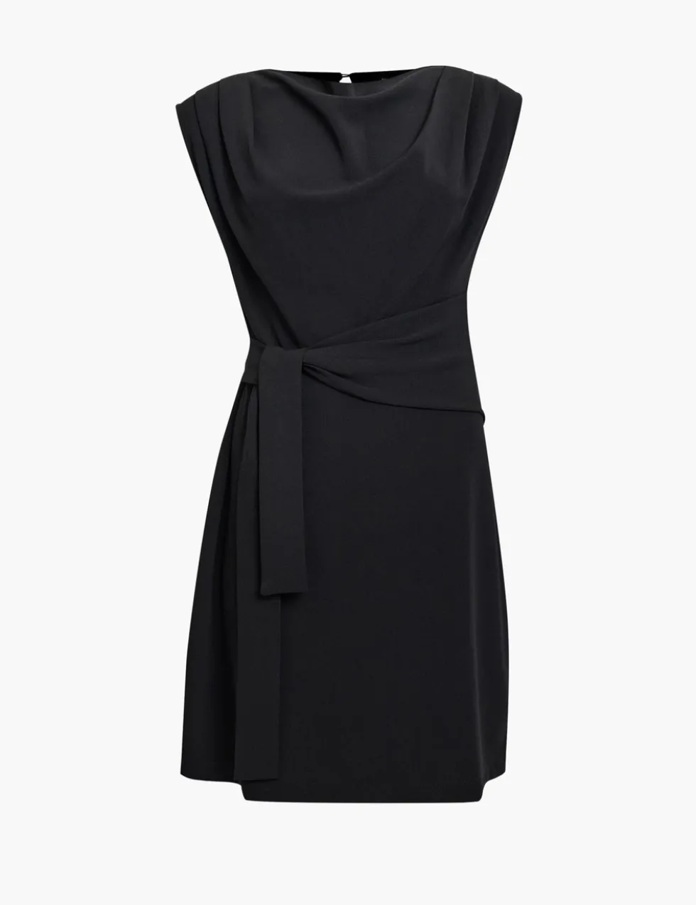 Jersey Cowl Neck Belted Mini Shift Dress