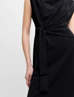 Jersey Cowl Neck Belted Mini Shift Dress