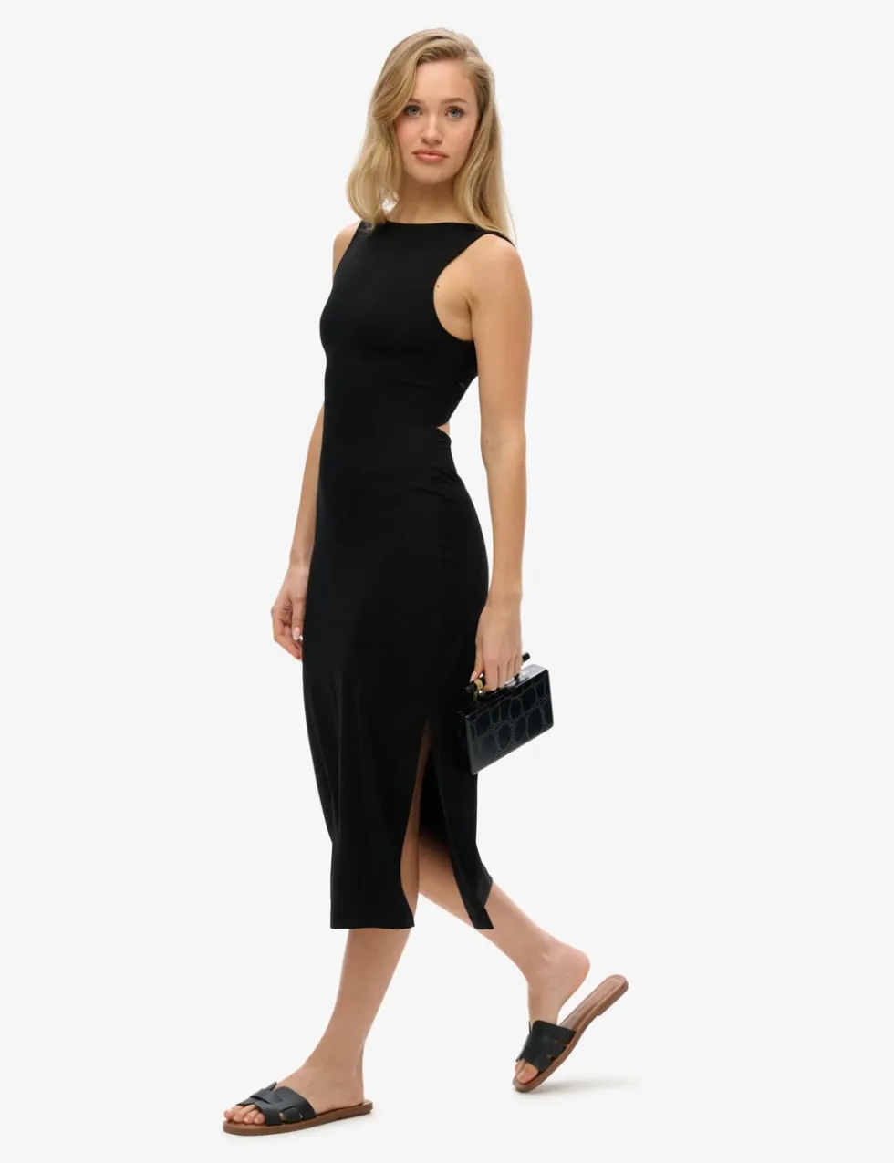Jersey Cut Out Detail Midi Bodycon Dress