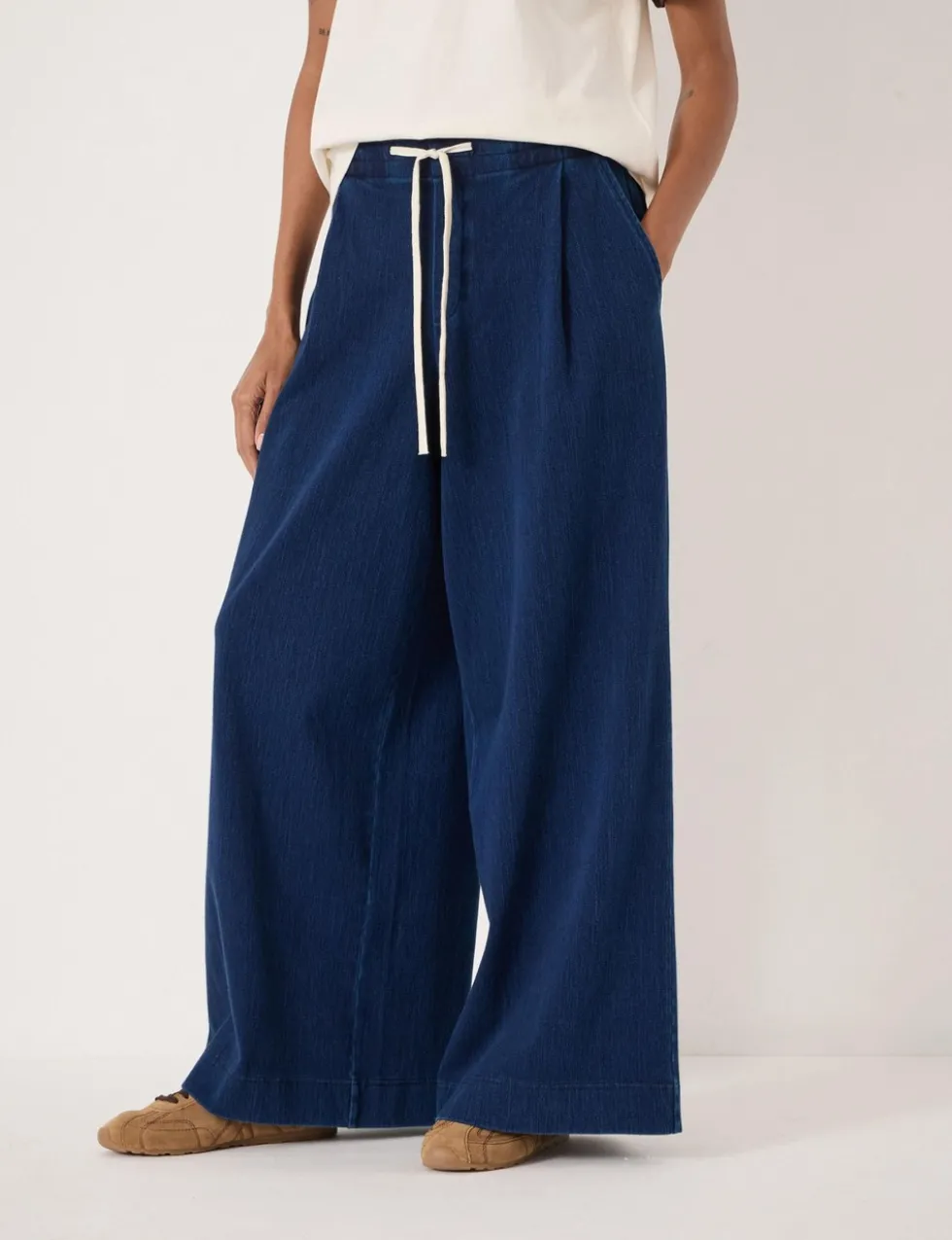 Jersey Denim Drawstring Trousers