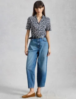 Jersey Ditsy Heart Print Collared Shirt