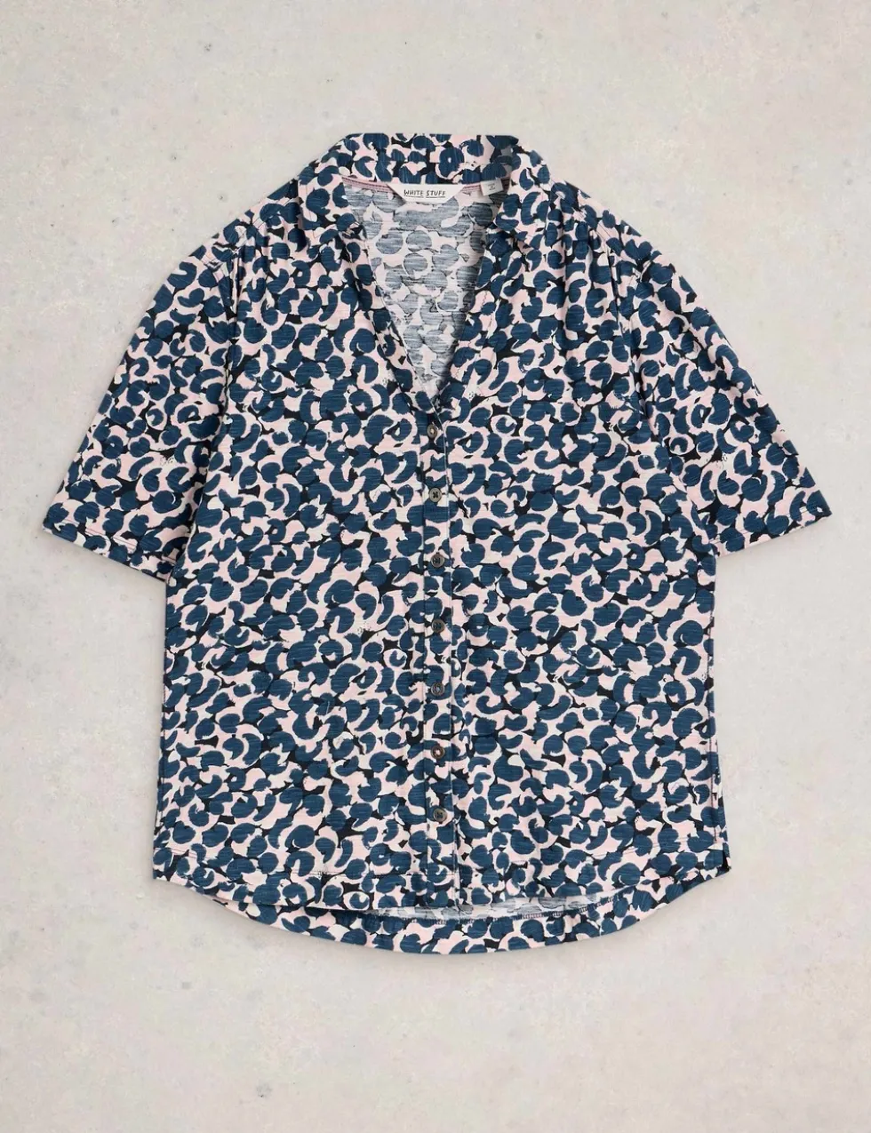 Jersey Ditsy Heart Print Collared Shirt
