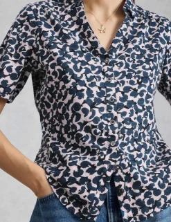 Jersey Ditsy Heart Print Collared Shirt
