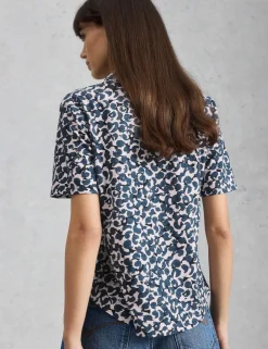 Jersey Ditsy Heart Print Collared Shirt