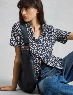 Jersey Ditsy Heart Print Collared Shirt