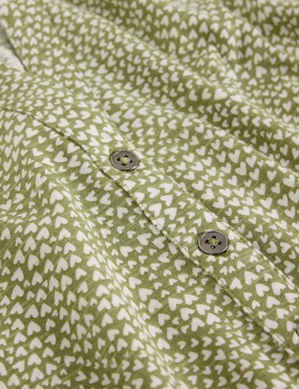Jersey Ditsy Heart Print Collared Shirt