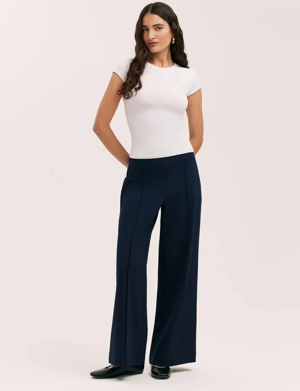 Jersey Elasticated Waist Wide Leg Trousers
