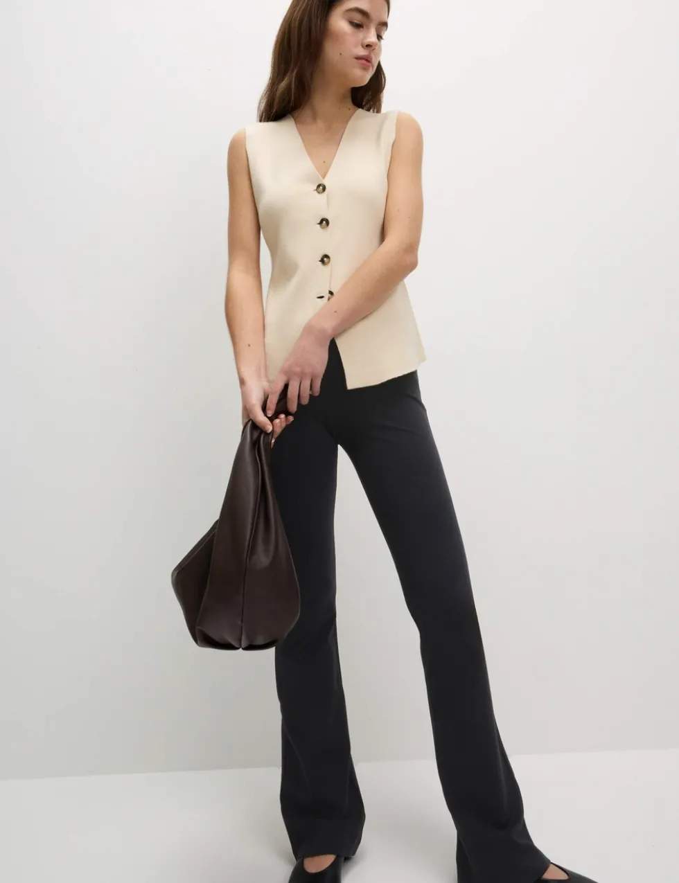 Jersey Elasticated Waist Flared Trousers