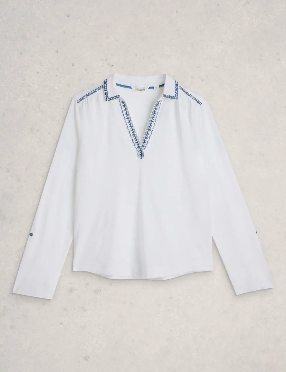 Jersey Embroidered V-Neck Collared Shirt