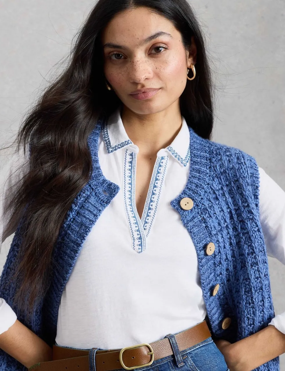 Jersey Embroidered V-Neck Collared Shirt