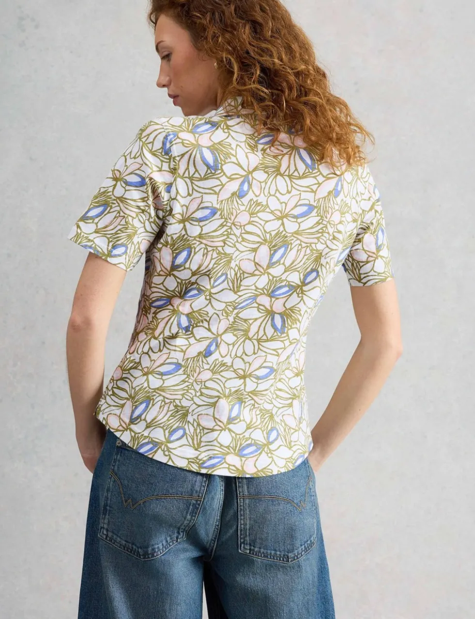 Jersey Floral Collared Shirt