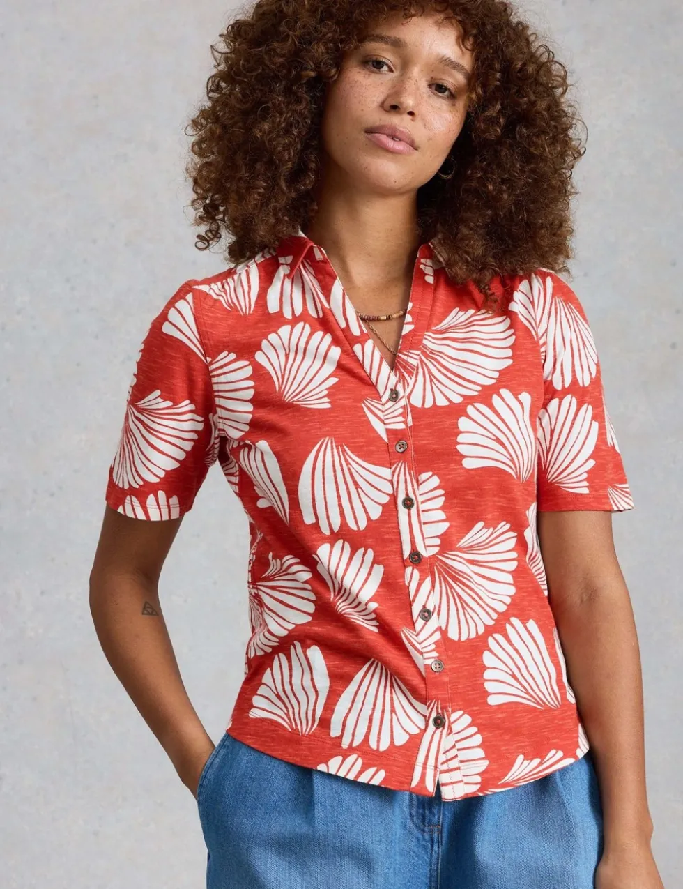 Jersey Floral Collared Shirt