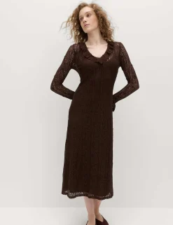 Jersey Floral Lace Midaxi Bodycon Dress
