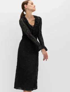 Jersey Floral Lace Midaxi Bodycon Dress