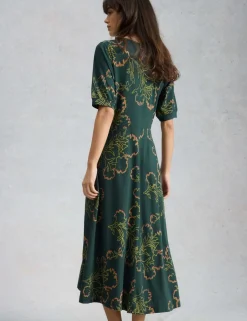 Jersey Floral Midi Tea Dress