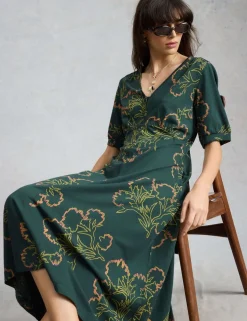Jersey Floral Midi Tea Dress