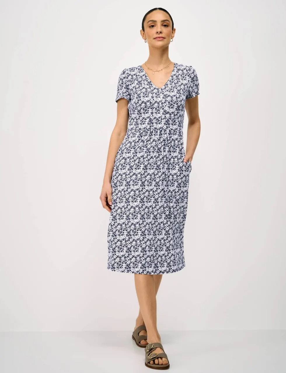 Jersey Floral Midi Tea Dress