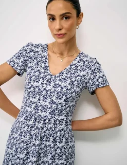 Jersey Floral Midi Tea Dress