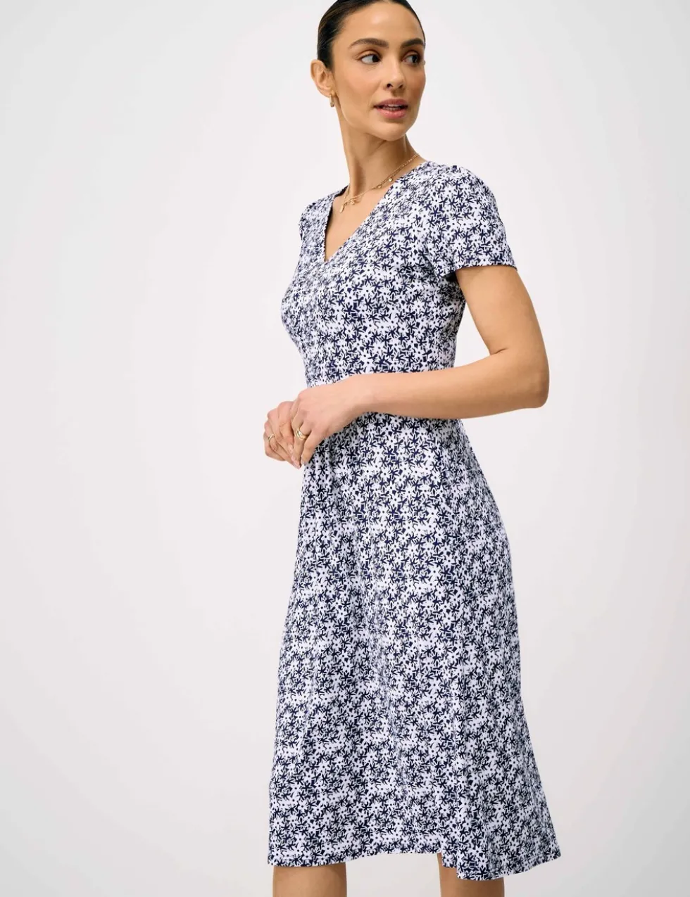 Jersey Floral Midi Tea Dress