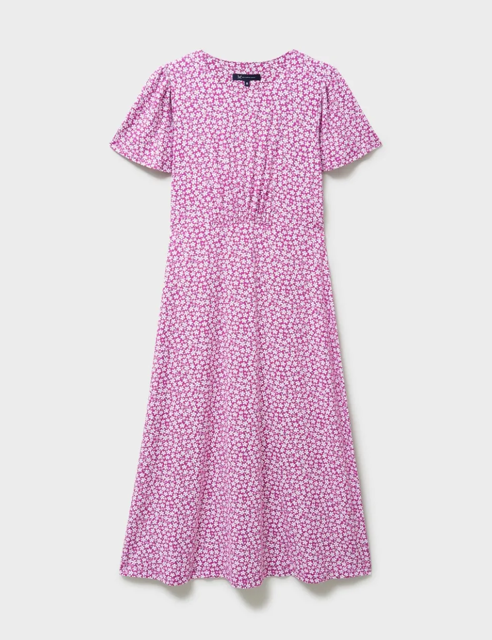 Jersey Floral Midi Waisted Dress