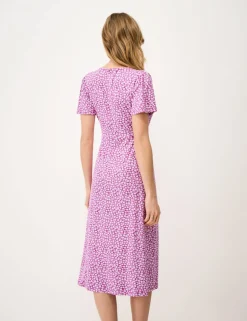 Jersey Floral Midi Waisted Dress